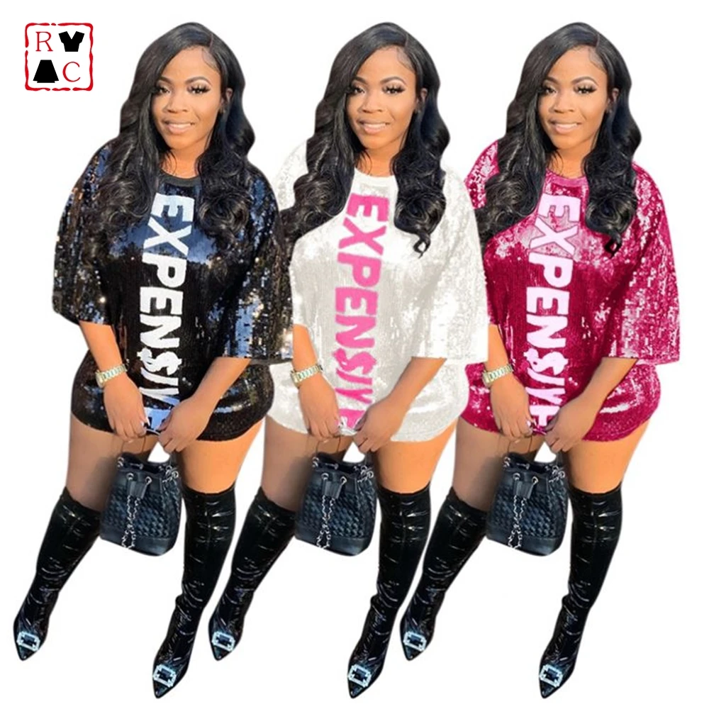 
New Stylish Women Fashion Clothing 2021 Letter Printed Sexy Ladies T Shirt Sequin Dress Woman Casual Short Dresses New Stylish Women Fashion Clothing 2020 Letter Printed Sexy Ladies T Shirt Sequin Dress Woman Casual Short Dresses