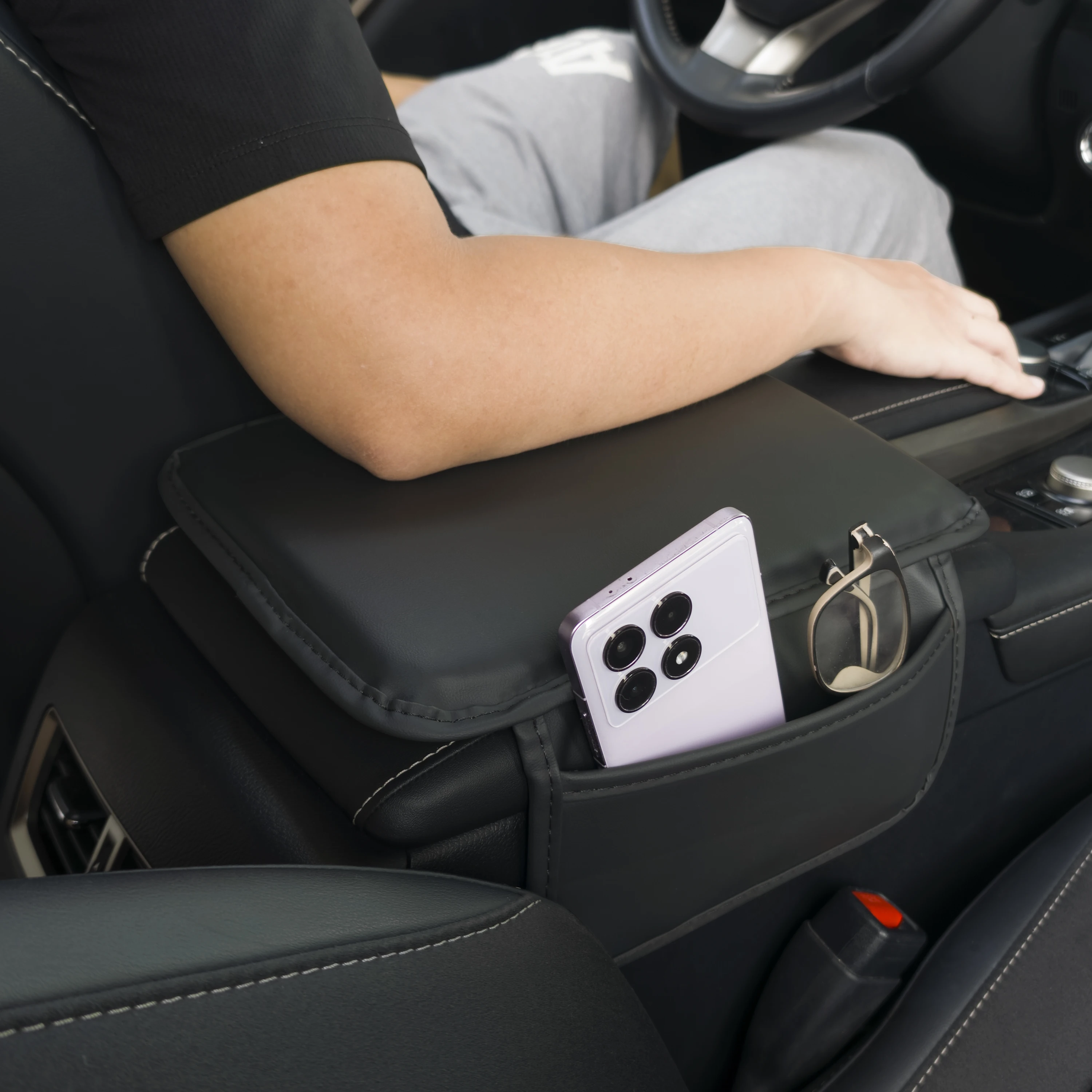 Universal Thickened PVC Leather Storage Pocket Central Armrest Box Pad for Car Memory Cotton Protective Accessory