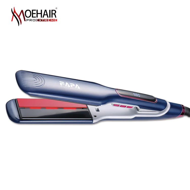 Plate LCD Display Professional Titanium Ceramic Iron Salon Flat Wide Hair Straightener With Infrared