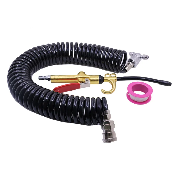 Black spiral pneumatic hose pu hose flexible coils spring pneumatic tube Long nozzle Dust removal  Air Spray Gun for compressor