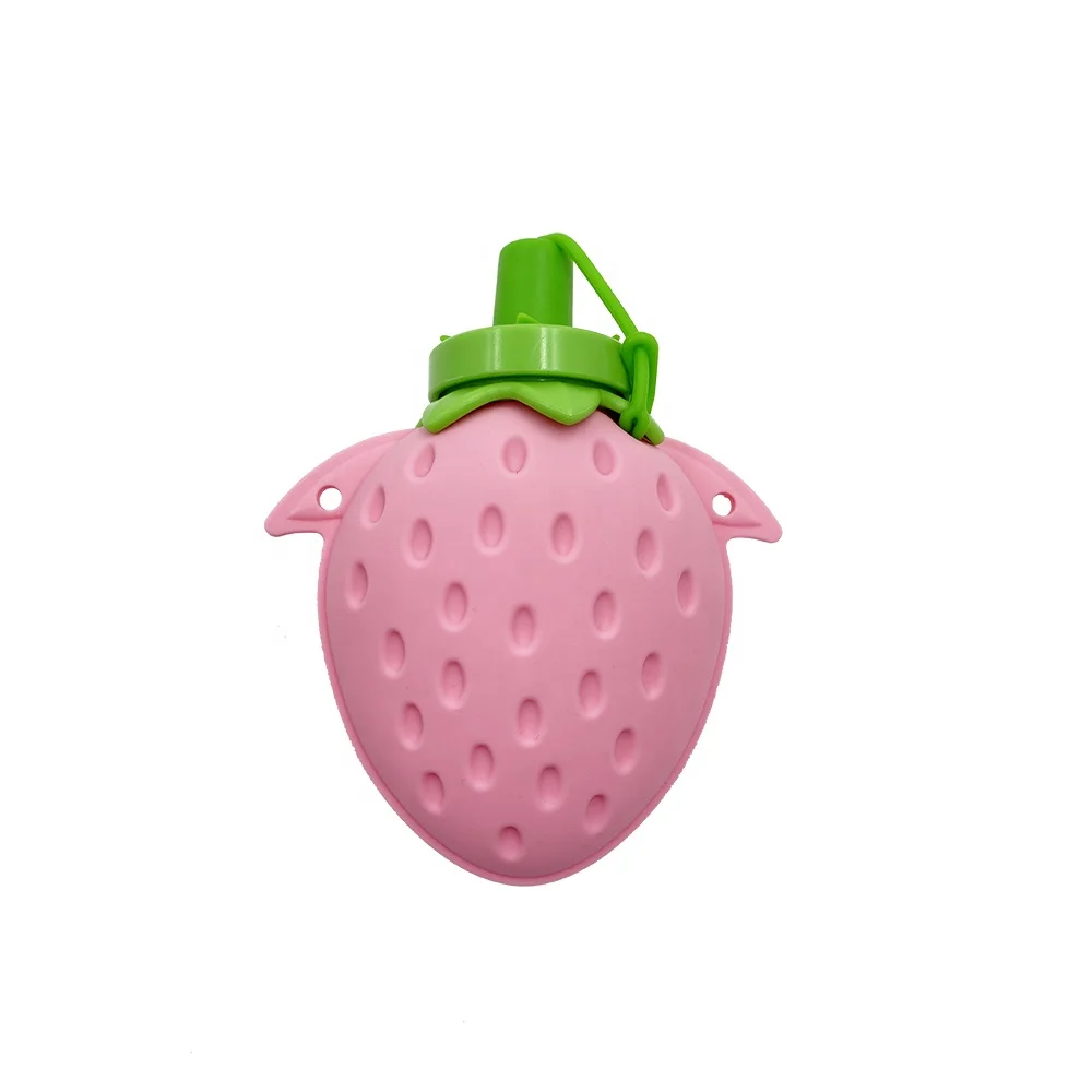 Dragon SV029 Wholesale Eco-Friendly Food Grade Silicone Kids Drink Water Bottle Lovely Strawberry shape