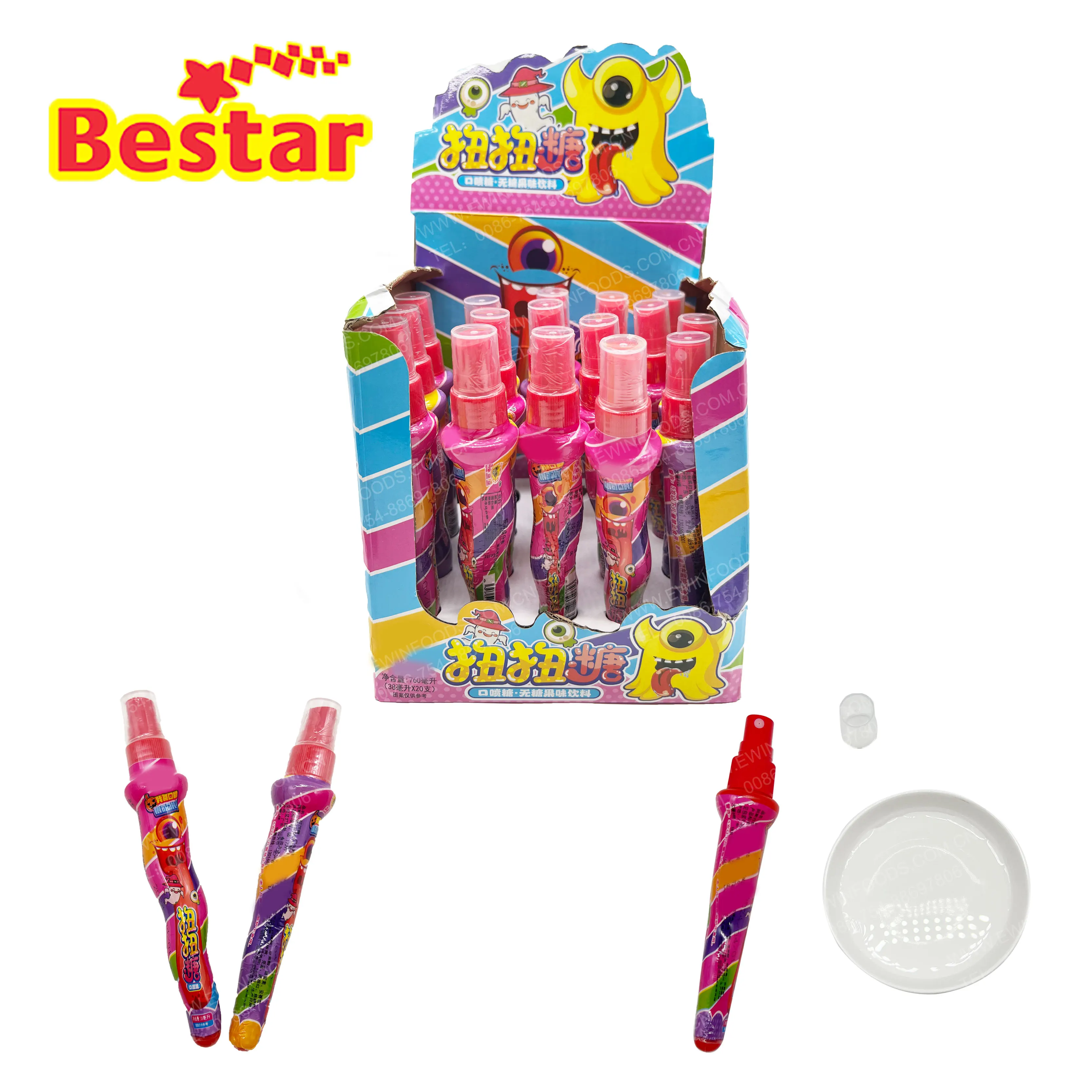 OEM Candy manufacturers wholesales factory price halal Twister sweet juice sour liquid Candy Mouth spray for kids