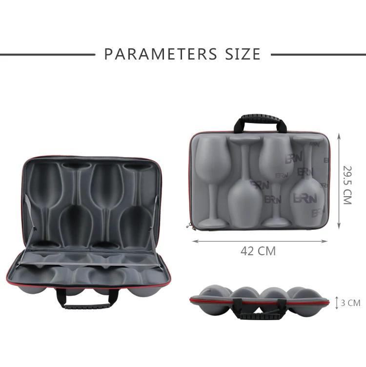 Gift Package Hard Shockproof 4 Wine Glass Bag Protective EVA Case