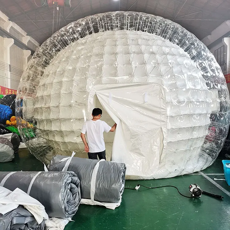 6 м герметичный Большой Купол надувной пузырчатый Тент со светодиодными лампами, Размещенный внутри через молнии с прозрачным ПВХ снаружи для выставки
