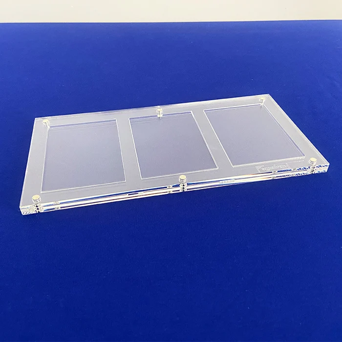Customize Acrylic Card Display Stand Magnetic Clear Acrylic Triple Cards Display Frame Case