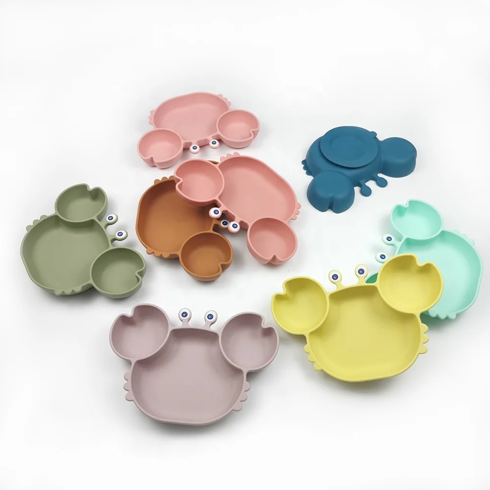 Custom Low Price Silicone Baby Plate Toddler Suction Divided Dinner Tableware Dishes Baby Feeding Plate