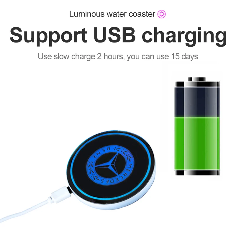 RGB Colorful LED Cup Coaster Pad Lamp Waterproof Car Cup Holder Mat Lights Custom for Chevrolet cruze colorado CR2032 Trailblaze