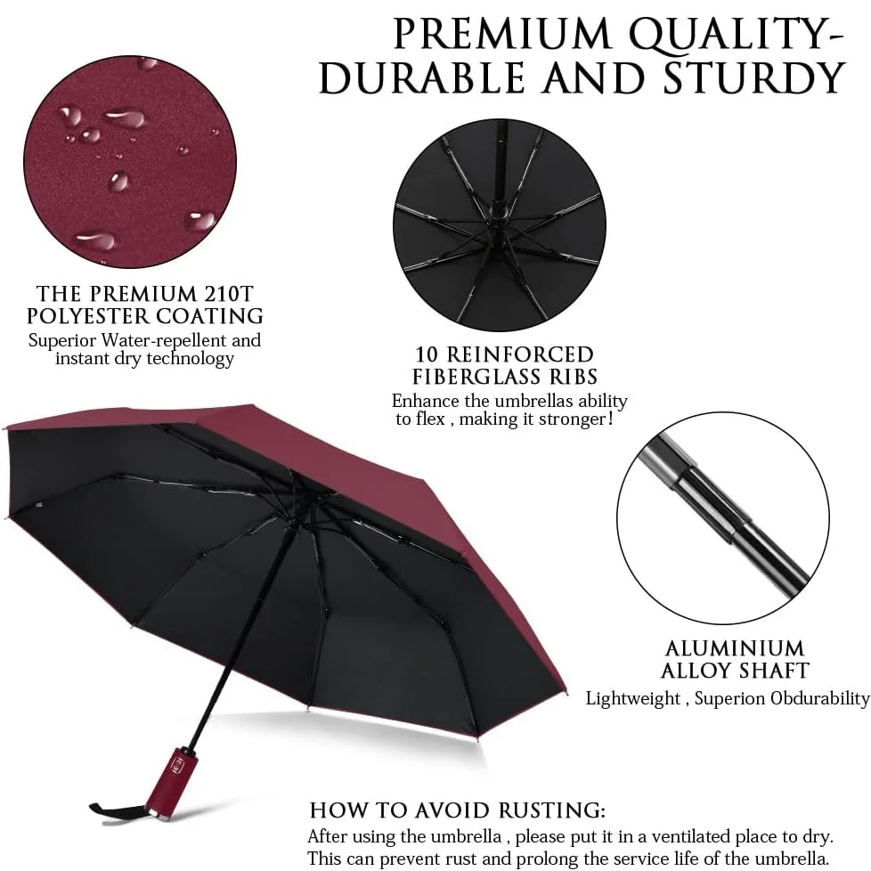 Sun and Rain Compact Folding Black uv Coated Folding Small for Car All-Weather Strong Windproof Travel Umbrella