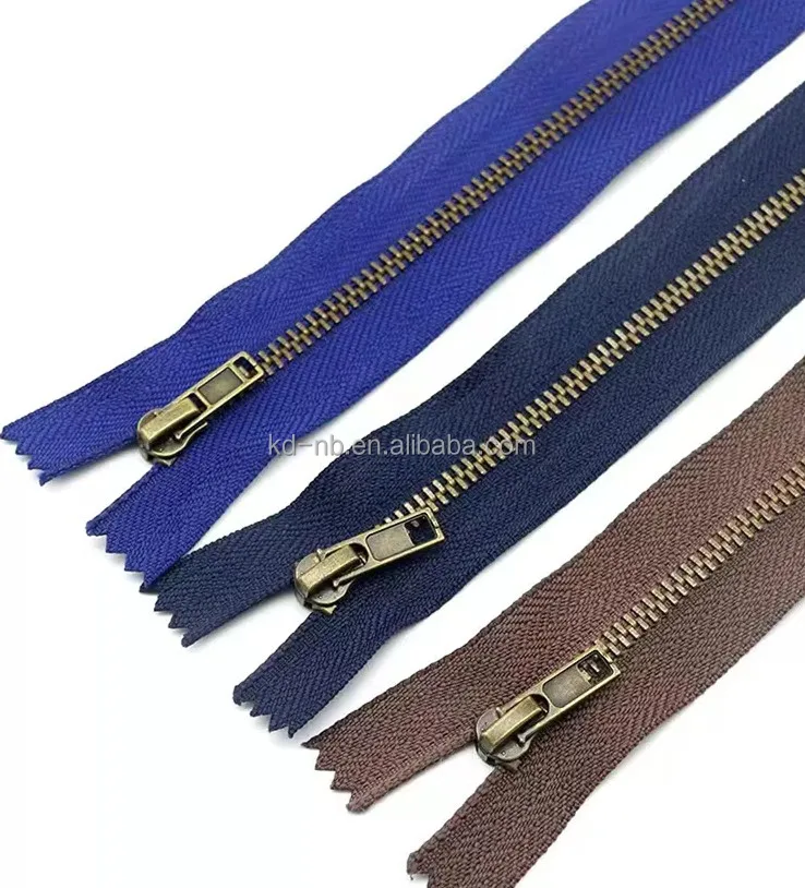 Латунная молния с золотыми зубцами на заказ № 3, № 4, № 5, оптовая продажа, закрытый конец для курток, пальто, сумок