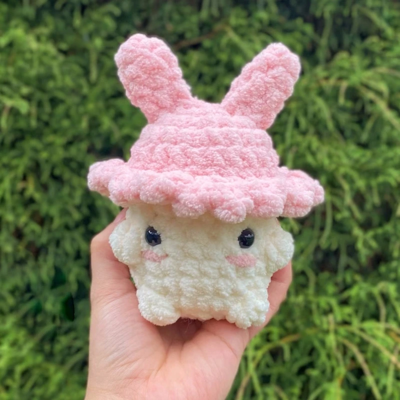 Handmade Kids Plush Toys Crochet Strawberry Mushroom Toy Crochet Chunky Chenille Yarn Mushroom With Strawberry Hat