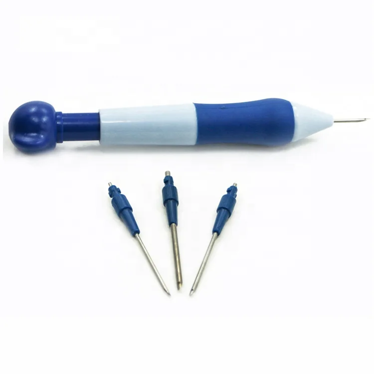 SKC New DIY Craft Sewing Craft Tools Knitting Magic Embroidery Pen Punch Needle Set with 3 Needles and 2 Threader