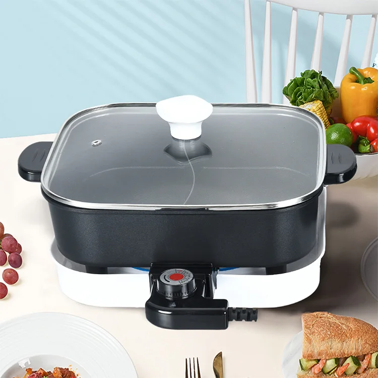 White Indoor Electric Barbecue Grills Korea Nonstick Electric Grill Hot Pot Home Party Roast Meat Boiling Various Ingredients