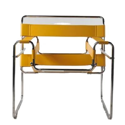 
876 fashionable living room home furniture wassily chair saddle leather stainless steel metal leisure lounge chair 
