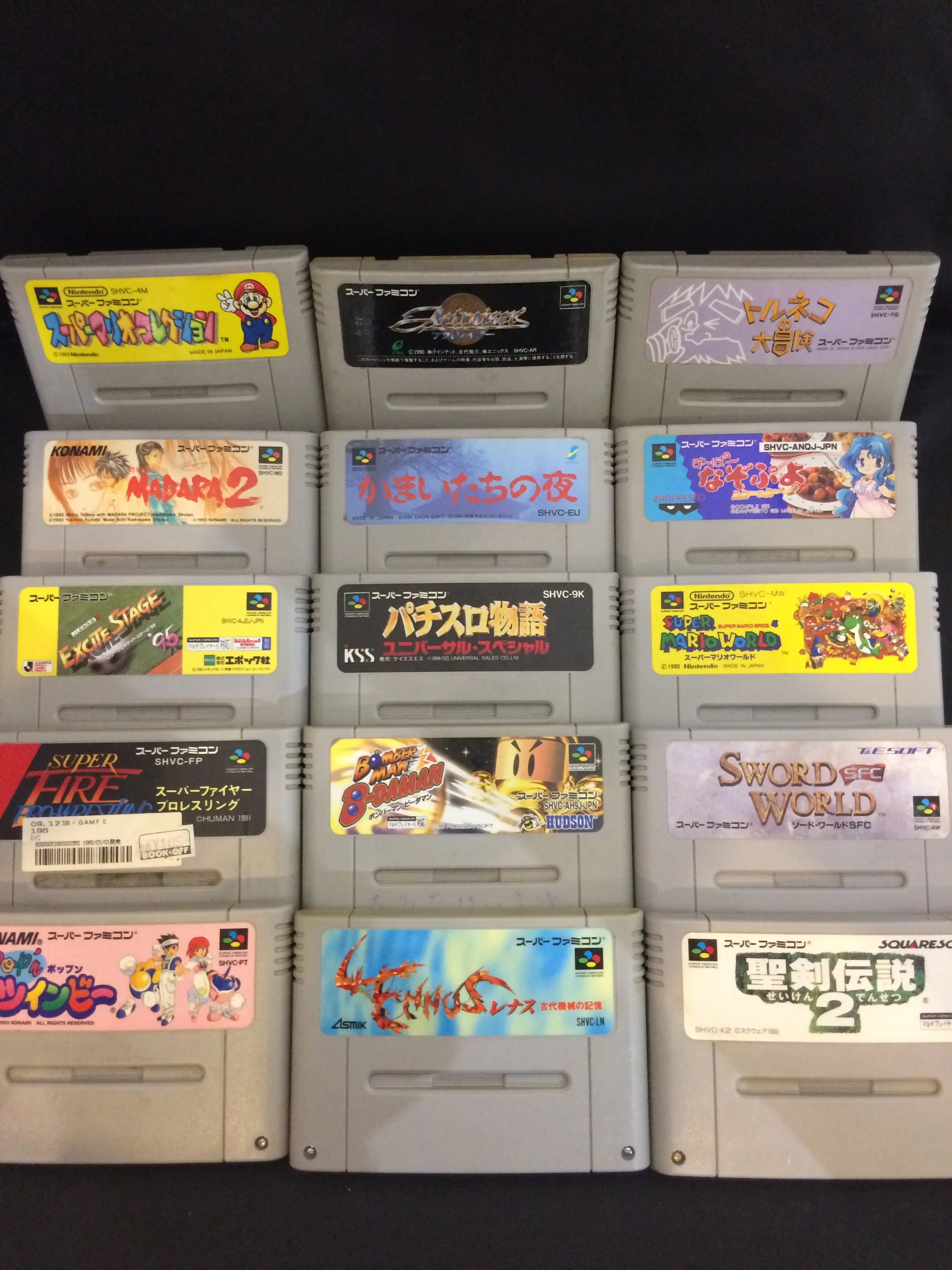 Used super family computer cartridges set console setup pc gaming accessories