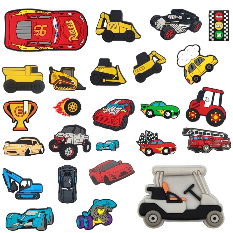 Cute Cartoon Charms Car Shoe Charms Kids Teens Adults PVC Shoe Decoration Charms for Gift Birthday Party