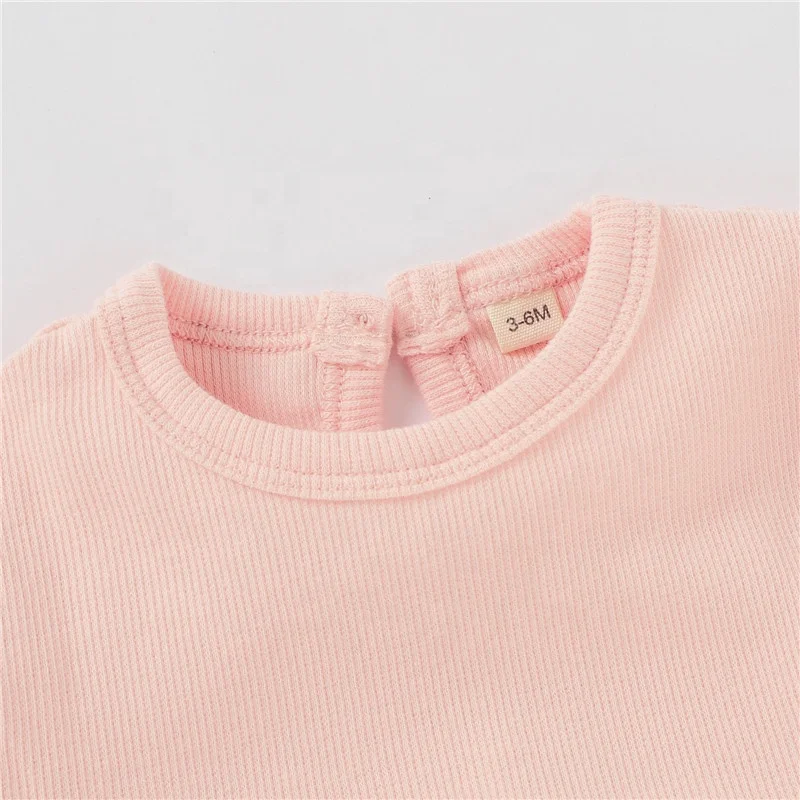 Ribbed Short Sleeve Baby Girl Cotton Dresses