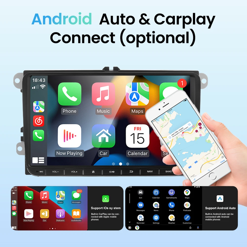 2 Din Android Car Radio GPS Wifi RDS Carplay Autoradio Multimedia Player for Volkswagen Golf 5 6 Passat B6 B7 Skoda Polo Jetta