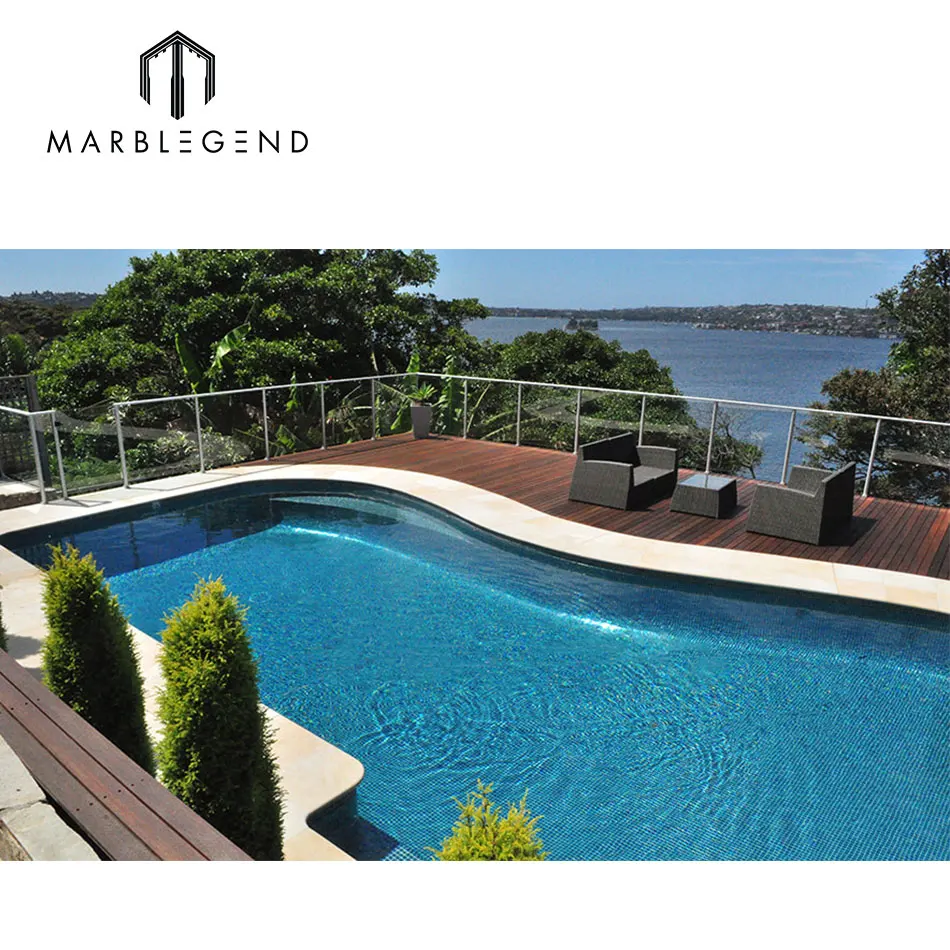 China supplier swimming pool tiles glass mosaic blue color