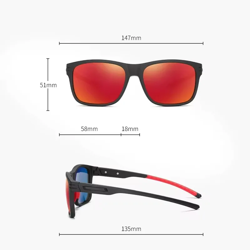 Rectangle Driving Dual Color Injection High Tech Sports Square Rubber Temple Tip Sunglasses Custom Logo Sunglasses