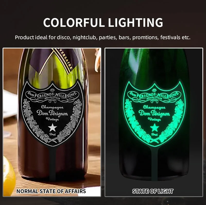 Manufacturer Private Label Wine Waterproof Grow In The Dark Champagne Label Led Bottle Sticker El Wine Label