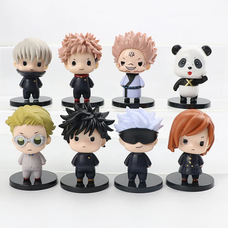 8PCS Q Version Anime Jujutsu Kaisen Figures Itadori Yuji Gojo Satoru PVC Action Figure