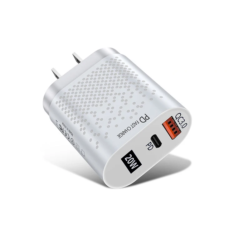 
2021 Popular Product 20W USB-C Wall Charger with 20W QC3.0 USB Fast PD Charger 