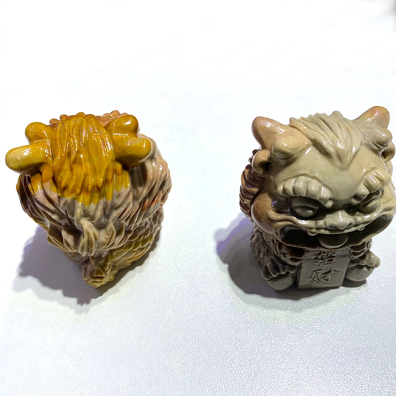 wholesale alashan agate Folk Buddhism carvings natural crystal semi precious stone Agate lion sculpture
