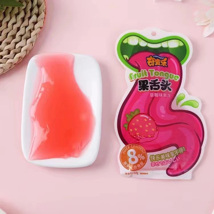 2022 New Arrival Wholesale Custom Fruity Sweet Sour Grape Funny Tongue Jelly Candy