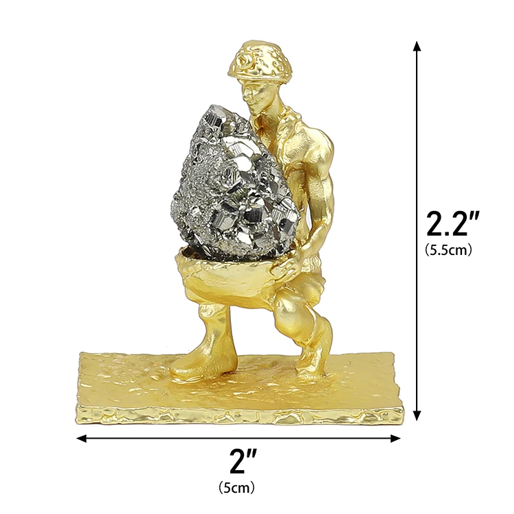 Bohemian Cheap Gold Plated Boho Natural Pyrite Holding Miner for Interior Accessories Ornaments Home Decor Decoration Luxury