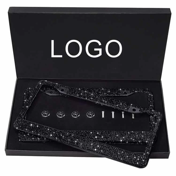 Factory hot Sale Various Custom bling Unique Wholesale rhinestone license plate frame Glass Crystal Plate Diamond