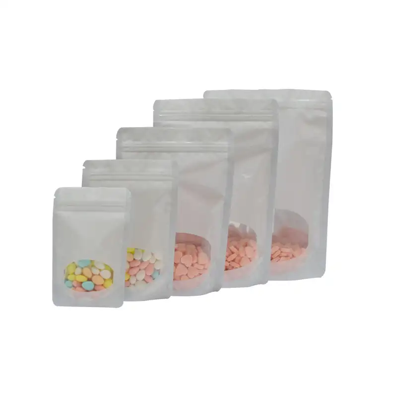 Glossy Finish Aluminum Foil Doypack Mylar Storage Food Stand Up zipper Bag With Window