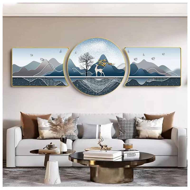 Modern American Abstract Decorative Painting Gold Lucky Deer Fashion Crystal Porcelain Painting