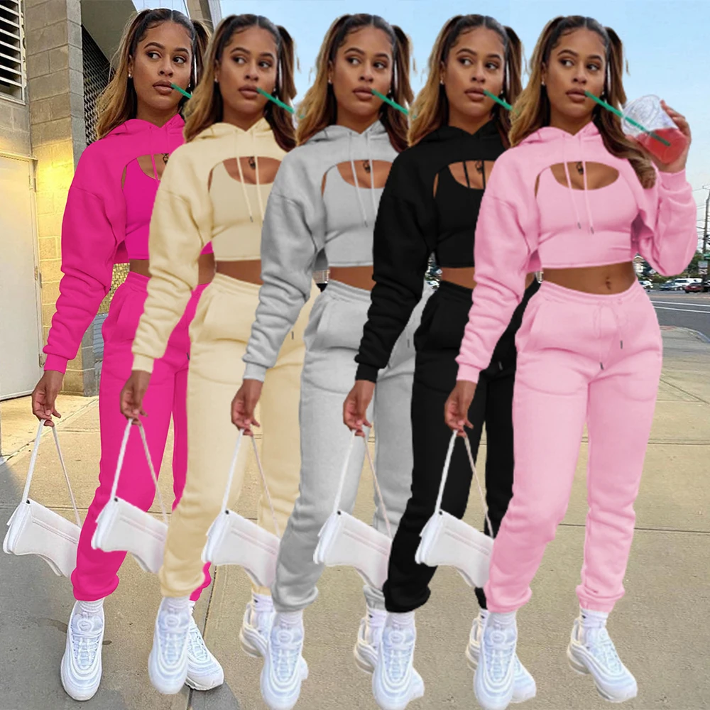 Оптовая продажа 2021, модная женская одежда, спортивные штаны и толстовка, комплект из двух предметов, спортивный костюм для бега, осенние женские комплекты