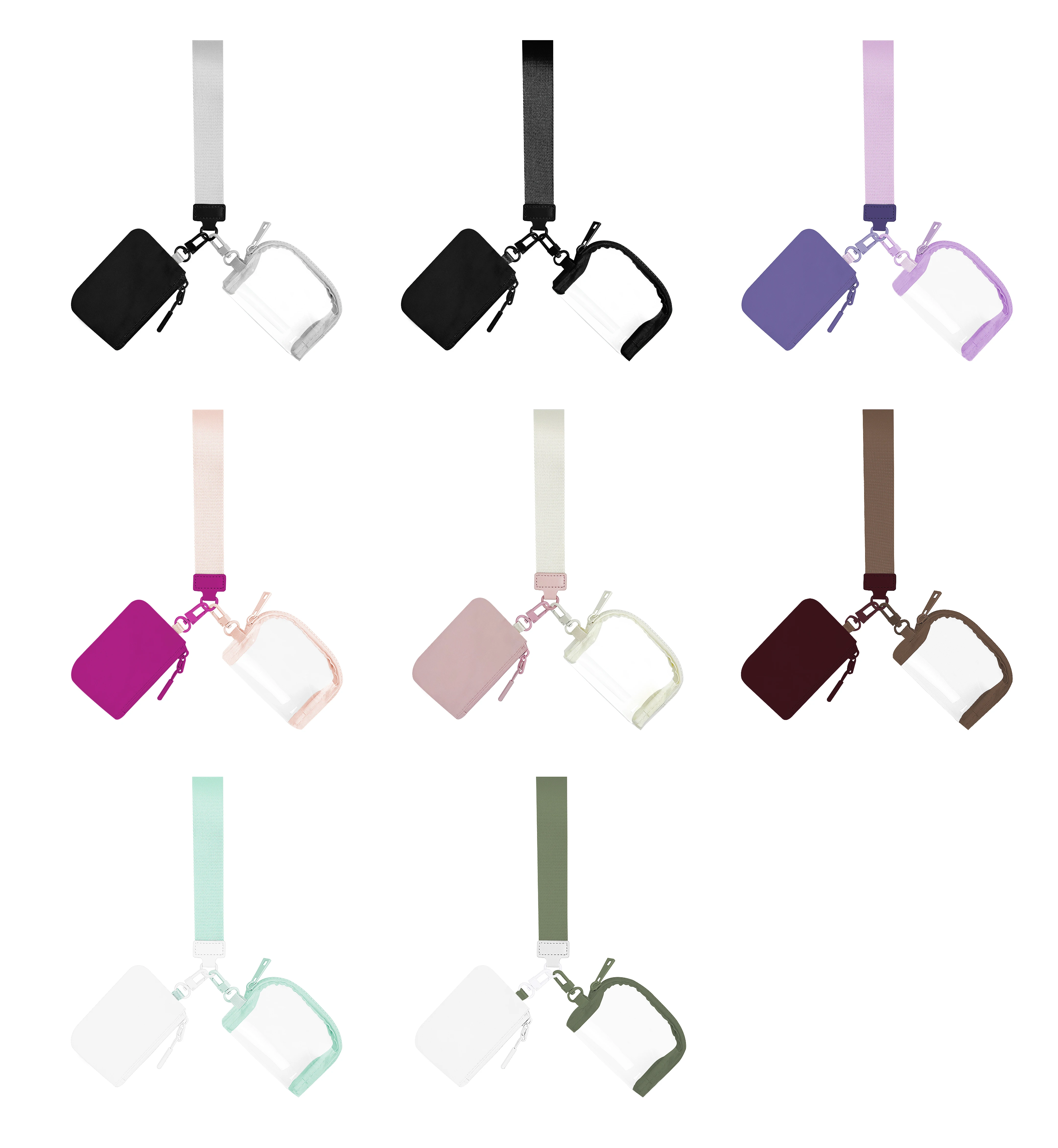 Dual Pouch Zip Around Wallet For Women Portable Purse Mini Coin Pocket Wristlet Portable Key Chain With Coin Bag