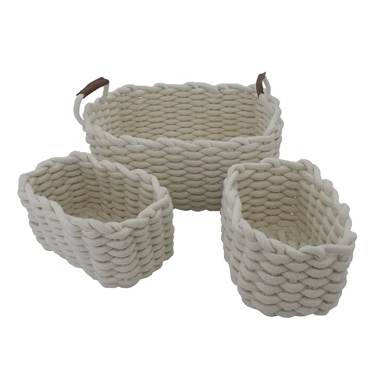 Custom Mini Cotton Rope Weave Baby Storage Laundry Hamper Storage Basket for Home