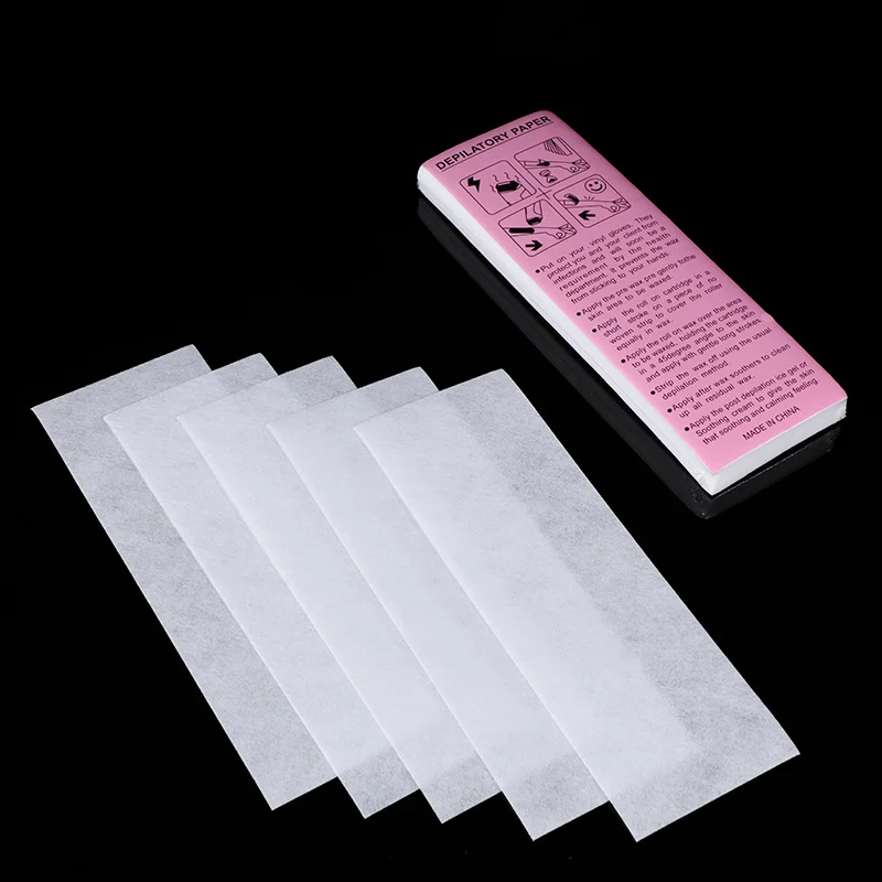 100pcs Portable Depilatory Waxing Paper Double Sided Non-Woven Fabric Disposable Hair Removal Wax Strip