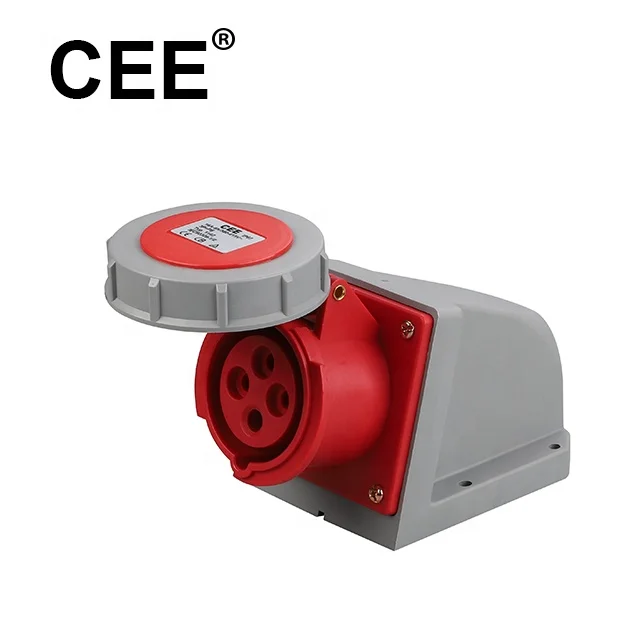 CEE 4 pins 3P+E IP67 16A 380-415V Red IEC industrial plugs and wall mounted sockets