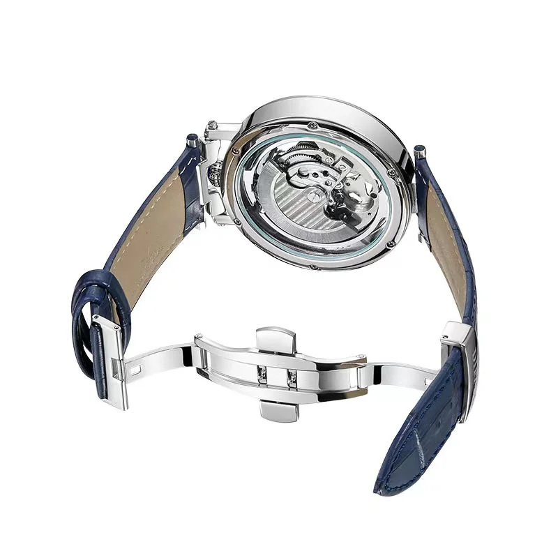 3D бас-рельеф циферблат Скелетон мужские часы фаза Луны Tourbillon кожаный Смарт-часы наручные Часы