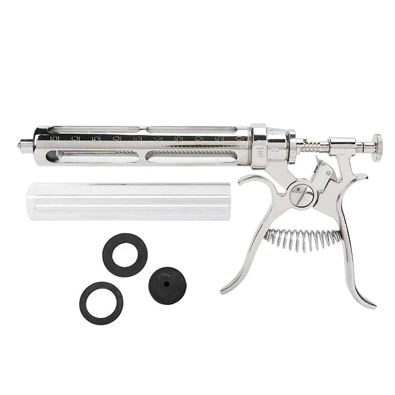 Veterinary Semi-Automatic Metal Syringe Various Capacity Animal Vaccine Injector