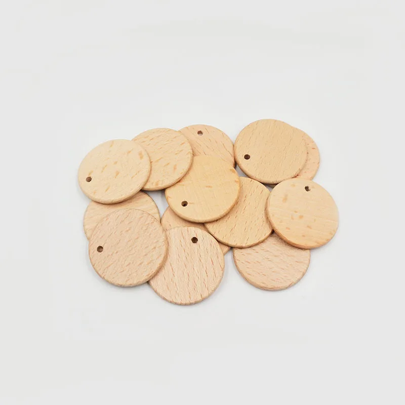Unvarnished Beech Wood Blank Disc Chips with hole DIY Wood Craft 38mm well polished