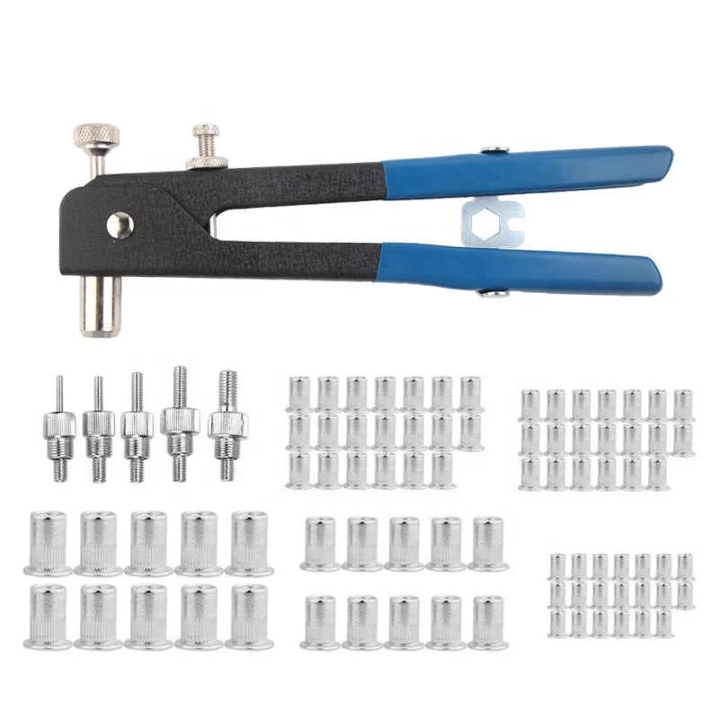 86pcs вытяжная заклепка пистолет Heavy Duty гайка Резьбовая вставка ручной клепальный набор M3-M8 заклепочные гайки гвоздя ружье бытовые инструменты