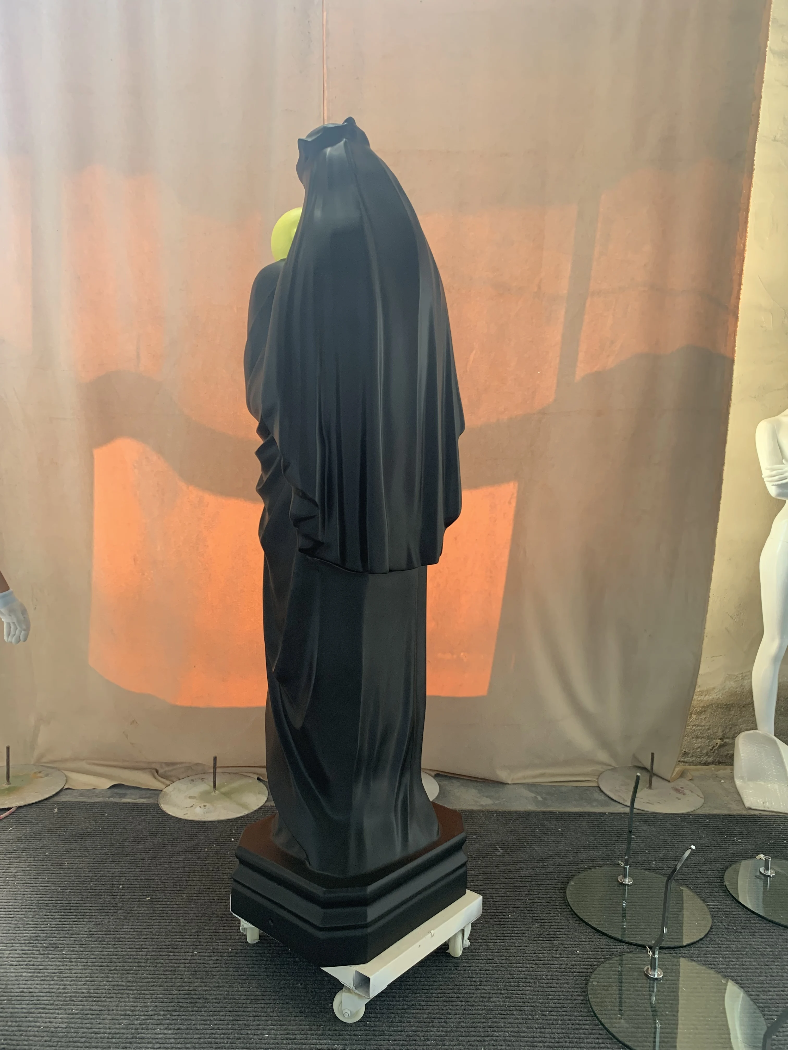 Large Outdoor Black Virgin Mary Statue  Maria Fiberglass Religious Sculpture
