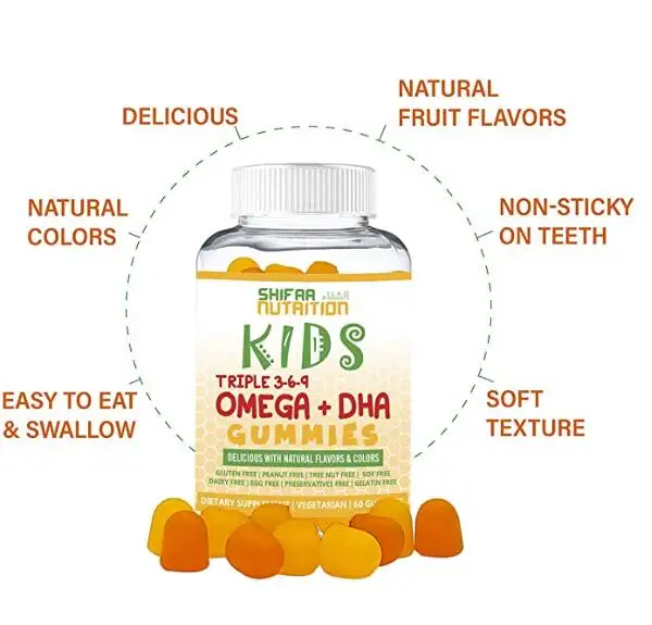  Поддерживает мозг тело и иммунные функции Gummy Omega 3-6-9 + DHA для детей