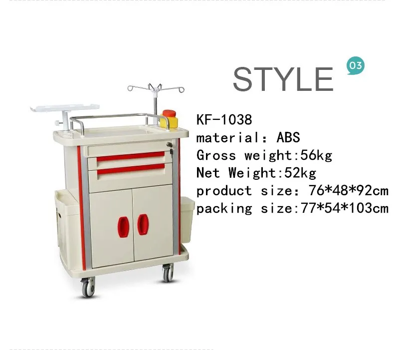 Manufacturer ambulance emergency medicine trolley medical ABS multi-drawer treatment cart multi-function rescue cart