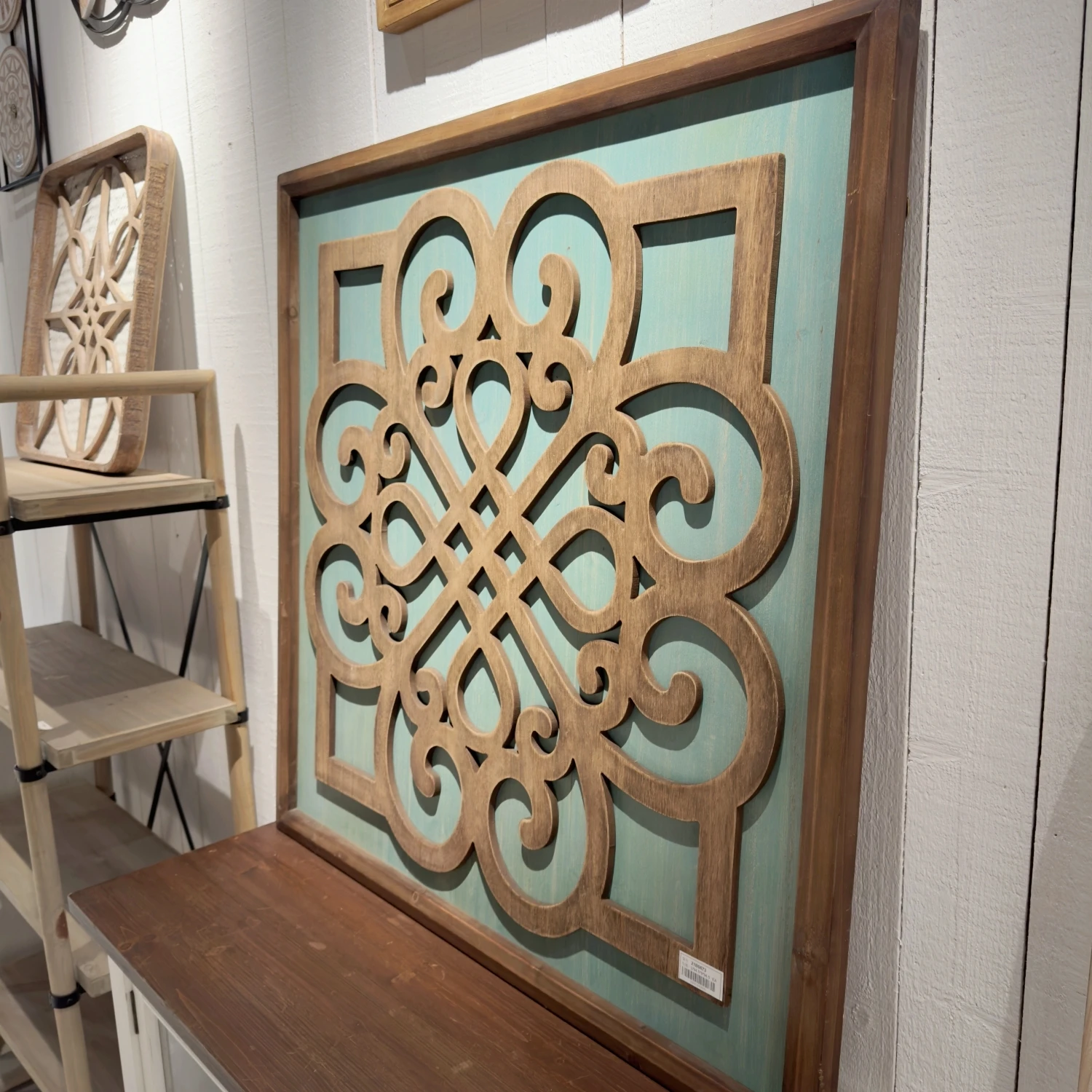 Large Green Square Brown Pattern Wall Decoration Items Home Living Room Framed Wall Art Decoration