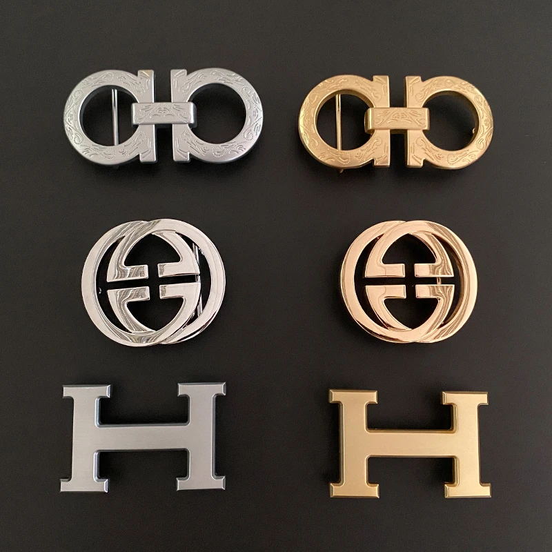 WT металлическая мужская двусторонняя модная пряжка для ремня с логотипом под заказ, золотой свободный размер