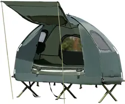 Outdoor Hiking 1-Person Elevated Tents Foldable Camping Cot Tent with Air Mattress and Sleeping Bag