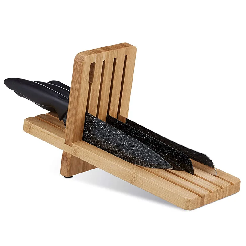 Custom Kitchen Organizer Storage Holder Bamboo Wooden Knife Block