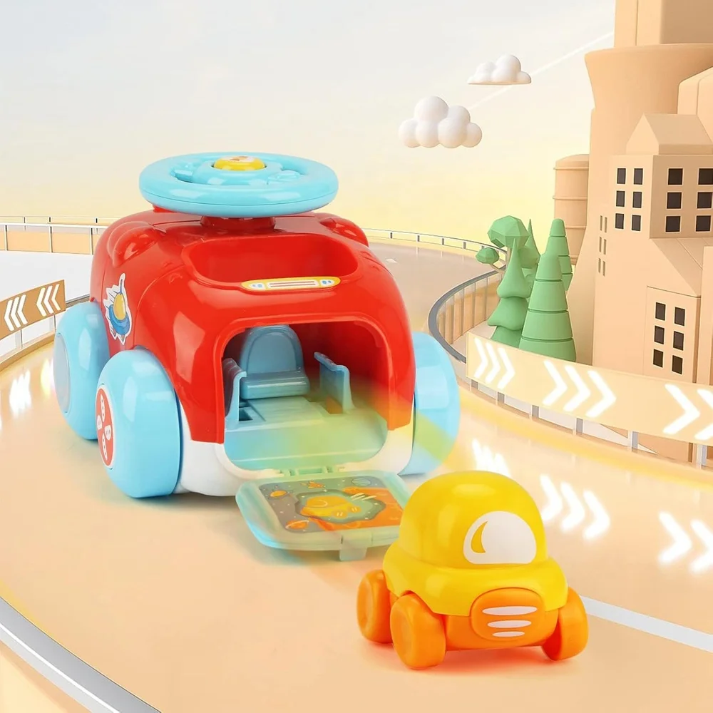 Baby cartoon catapult car toy press and go catapult vehicles inertial ejection storage car with anti-collision & fall resistance