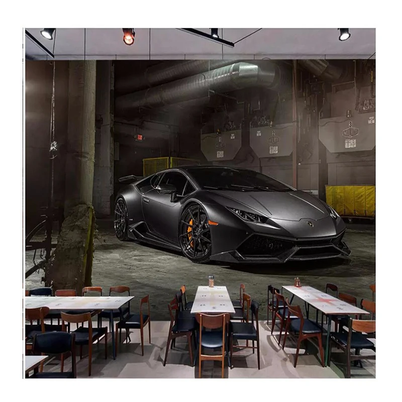 KOMNNI Custom 3d Wallpaper Retro Industrial Cement Wall Murals Super Sports Car Home Decor 3d Wallpaper For Walls
